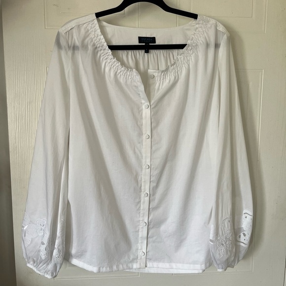 ESCADA Sport White Blouse w/ Embroidered Butterfly sleeves - Picture 1 of 16